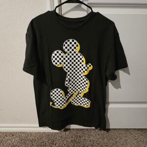 Disney Mickey Mouse Black Checkerboard Graphic T Shirt Mens Size Large